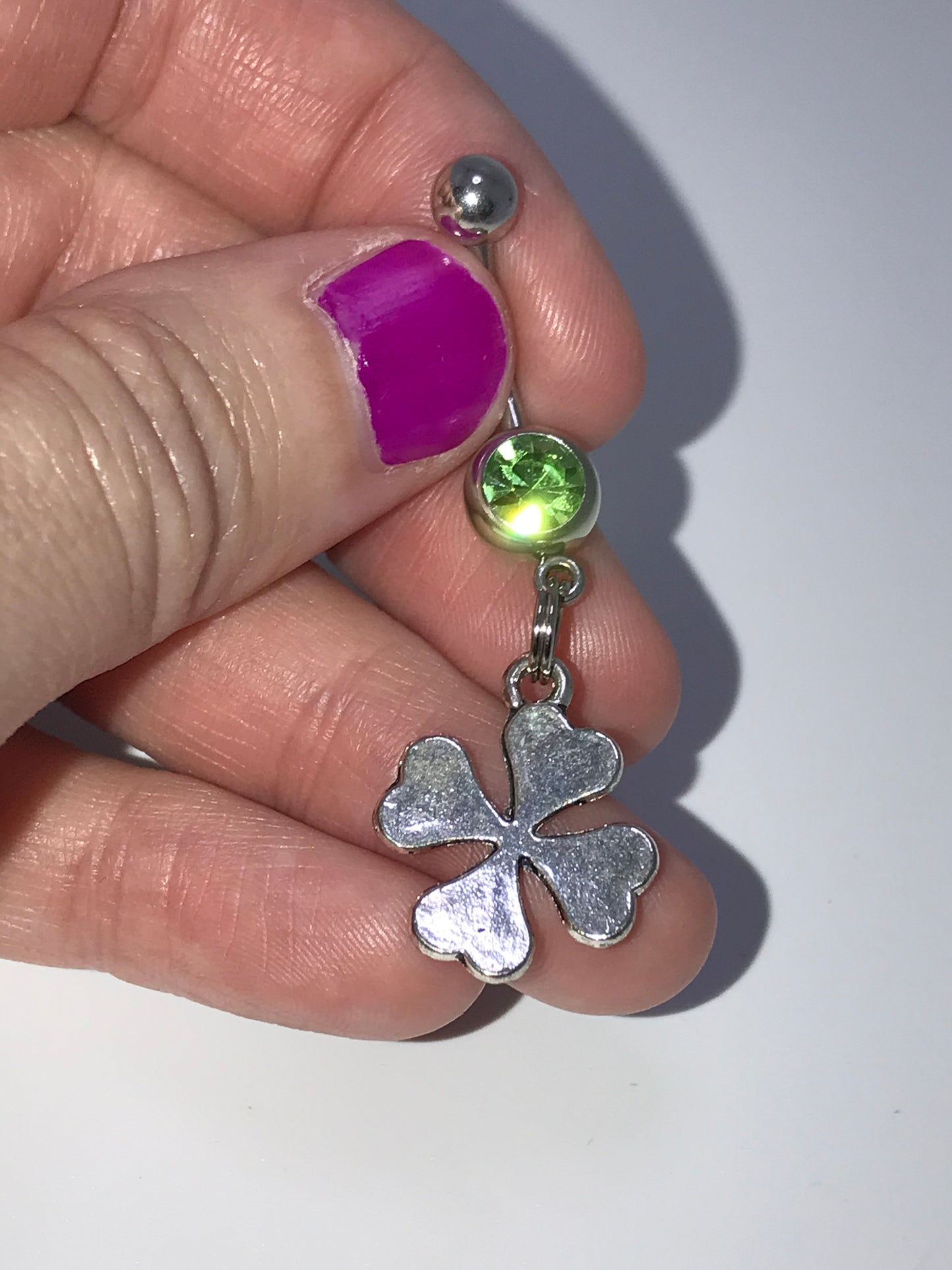 Four Leaf Clover Shamrock Dangle Belly Ring