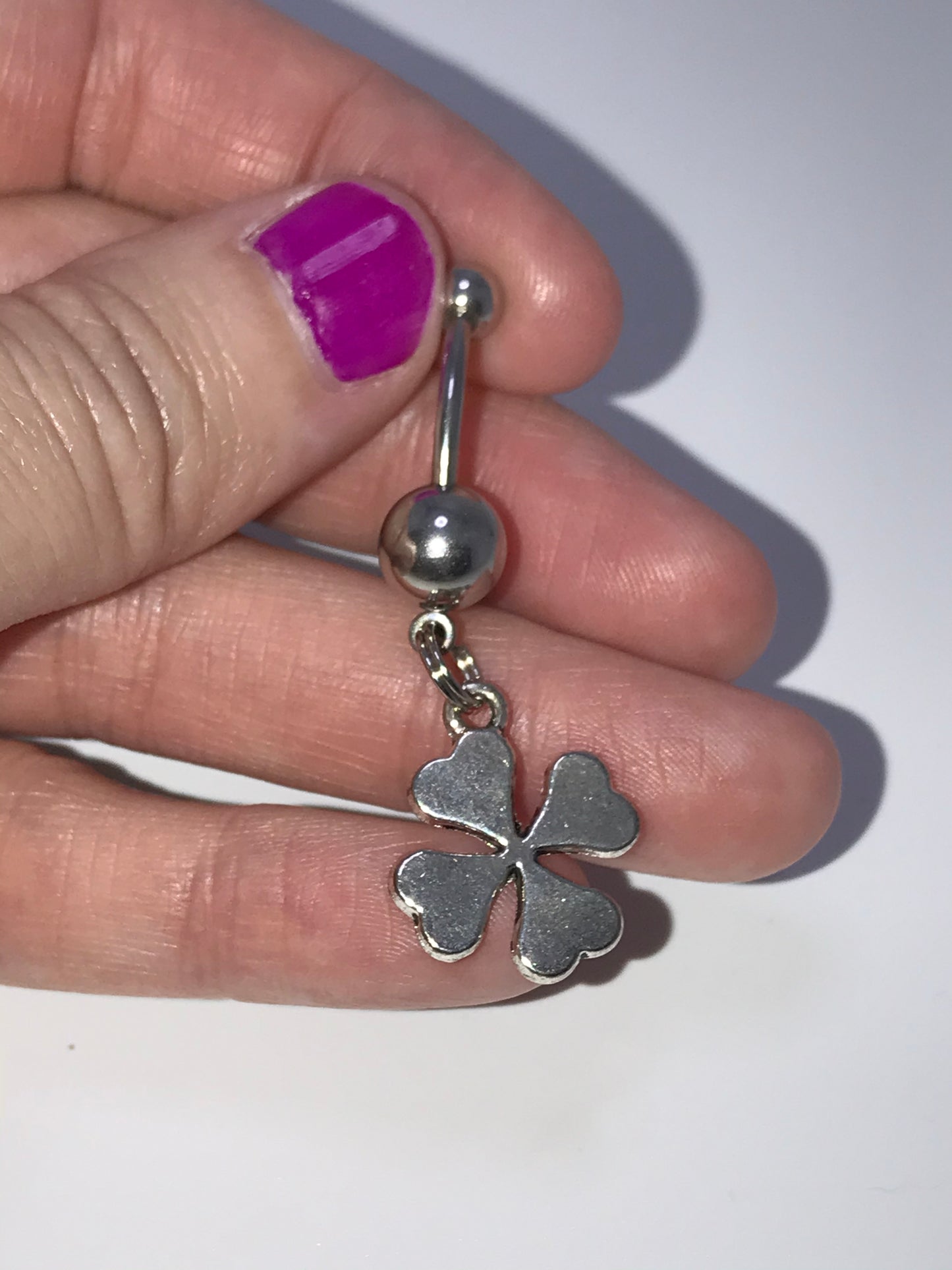 Four Leaf Clover Shamrock Dangle Belly Ring