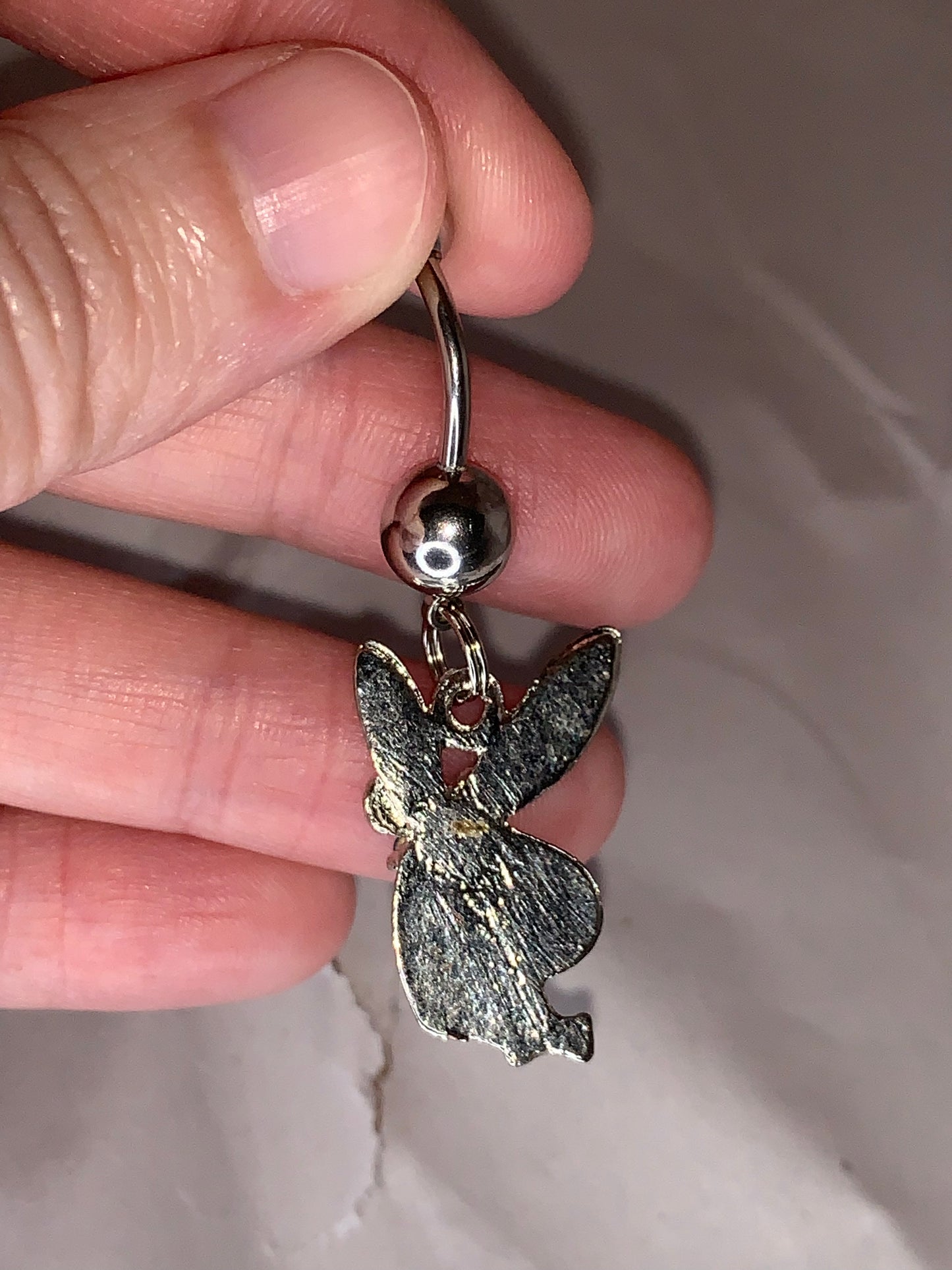 Pink and Blue Play boy-looking Bunny Dangle Belly Ring