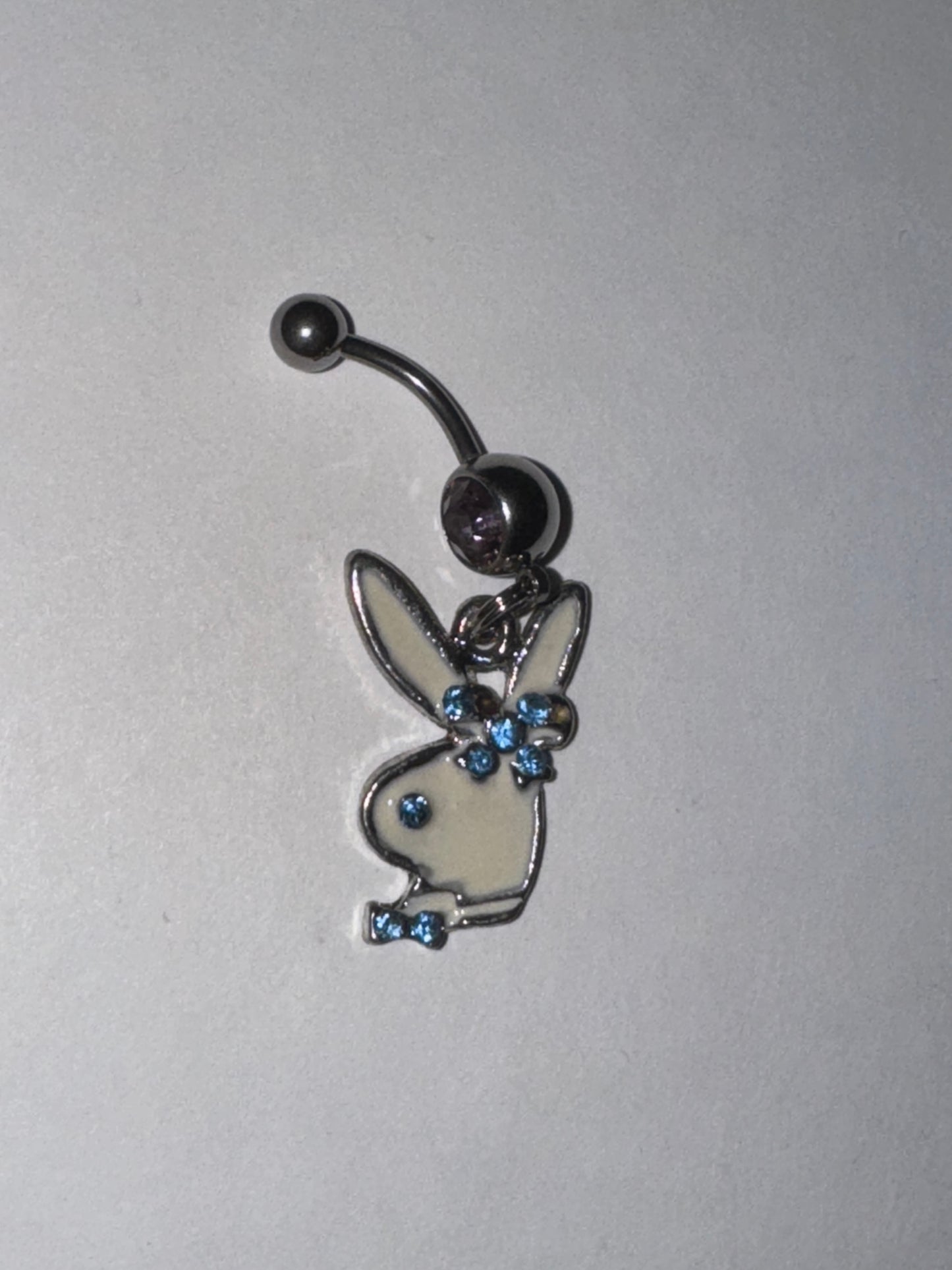 Pink and Blue Play boy-looking Bunny Dangle Belly Ring