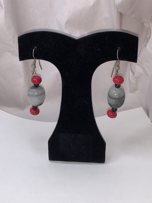 Plum Quartz And Marble Earrings