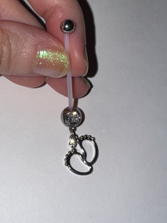 Clear Gem Little Feets Pregnancy Belly Ring