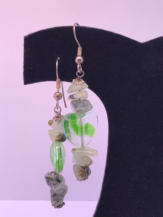 Prehnite Heart Earrings
