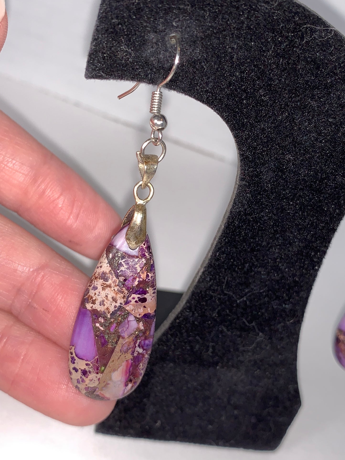 Purple Sea Sediment Jasper Dangle Earrings
