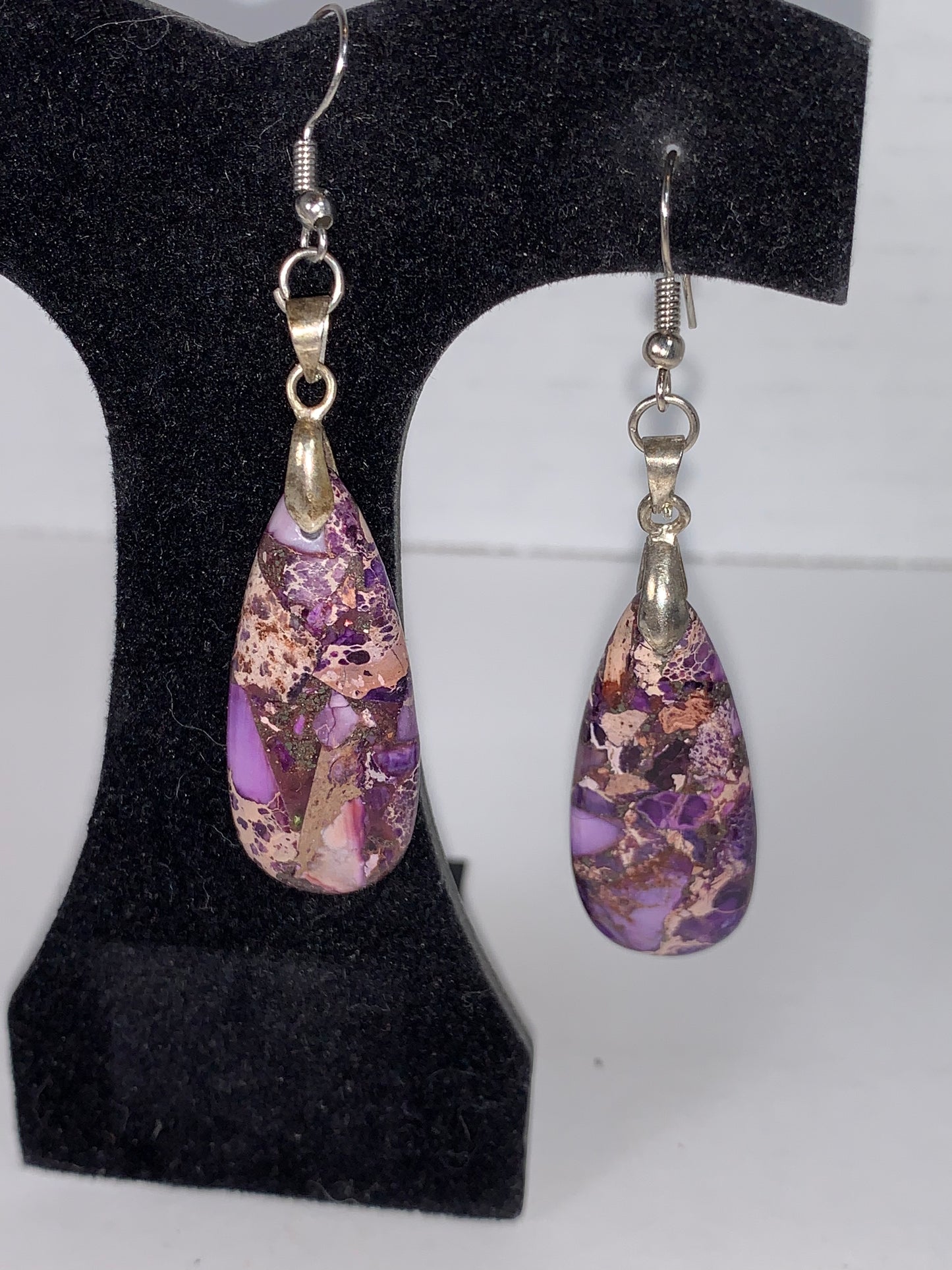 Purple Sea Sediment Jasper Dangle Earrings