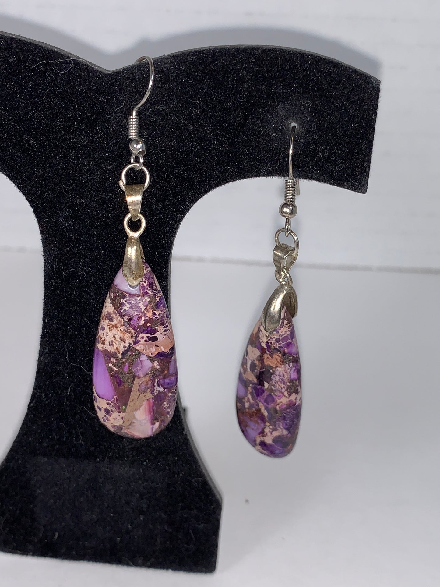 Purple Sea Sediment Jasper Dangle Earrings