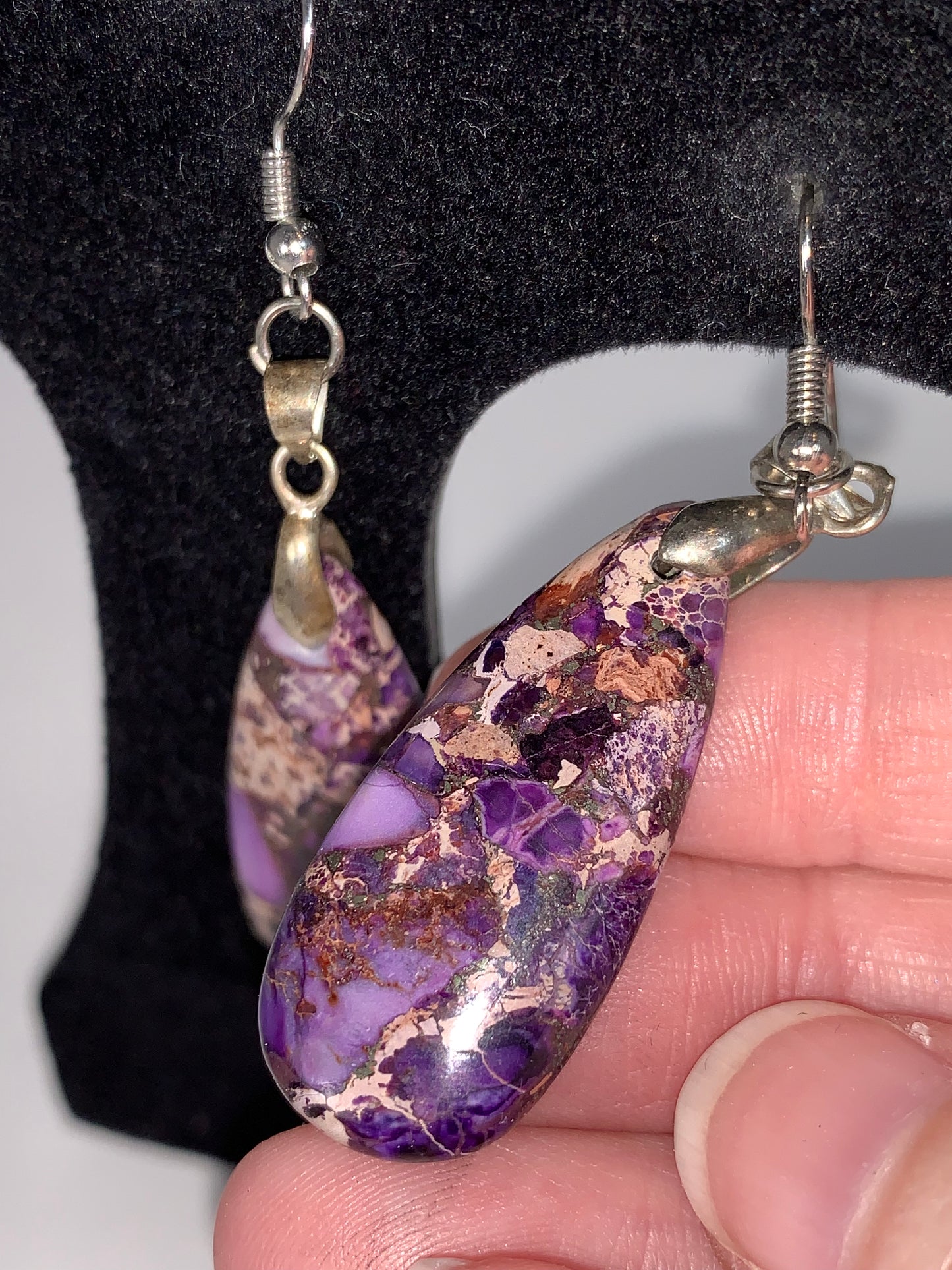 Purple Sea Sediment Jasper Dangle Earrings