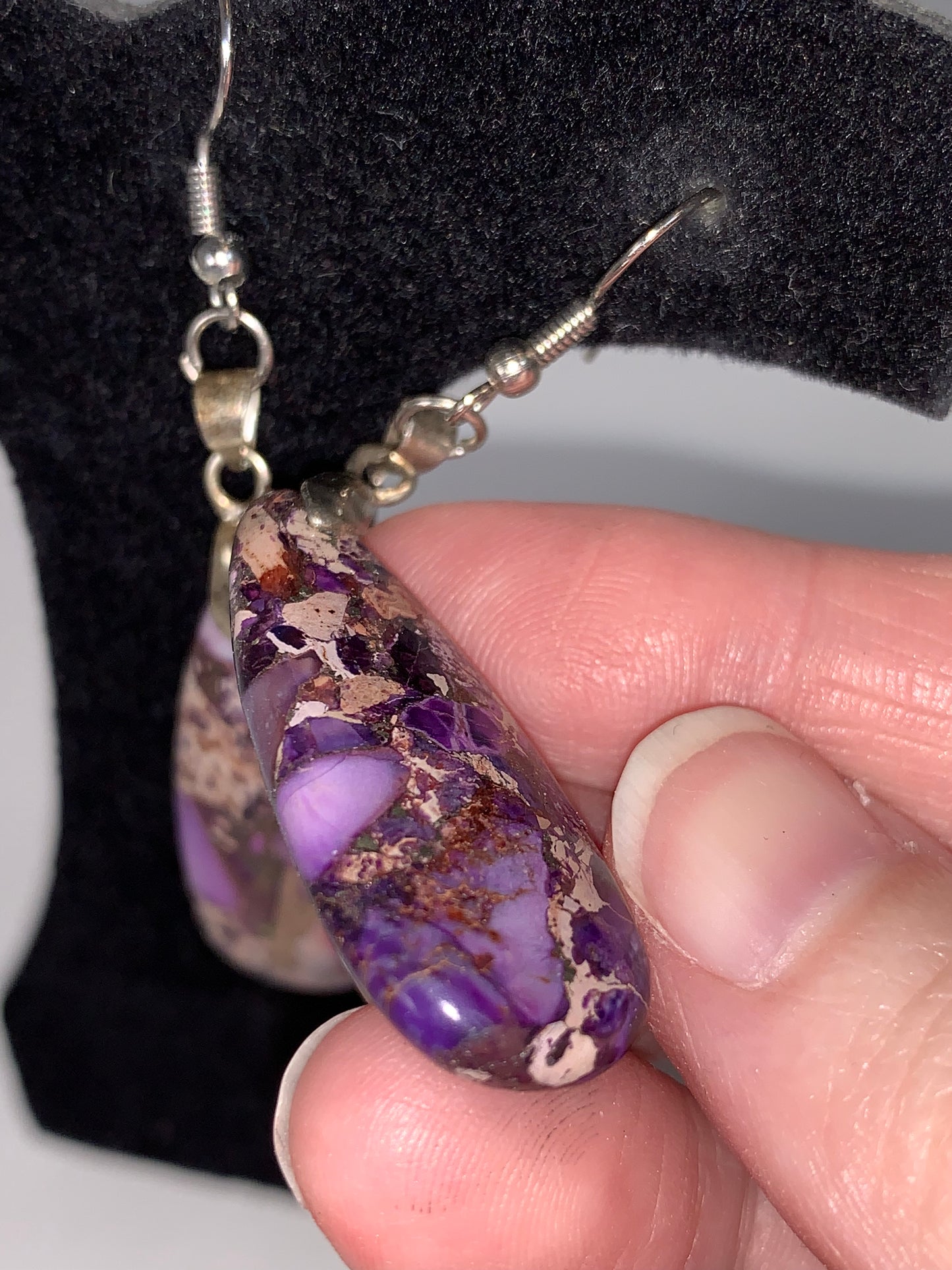 Purple Sea Sediment Jasper Dangle Earrings
