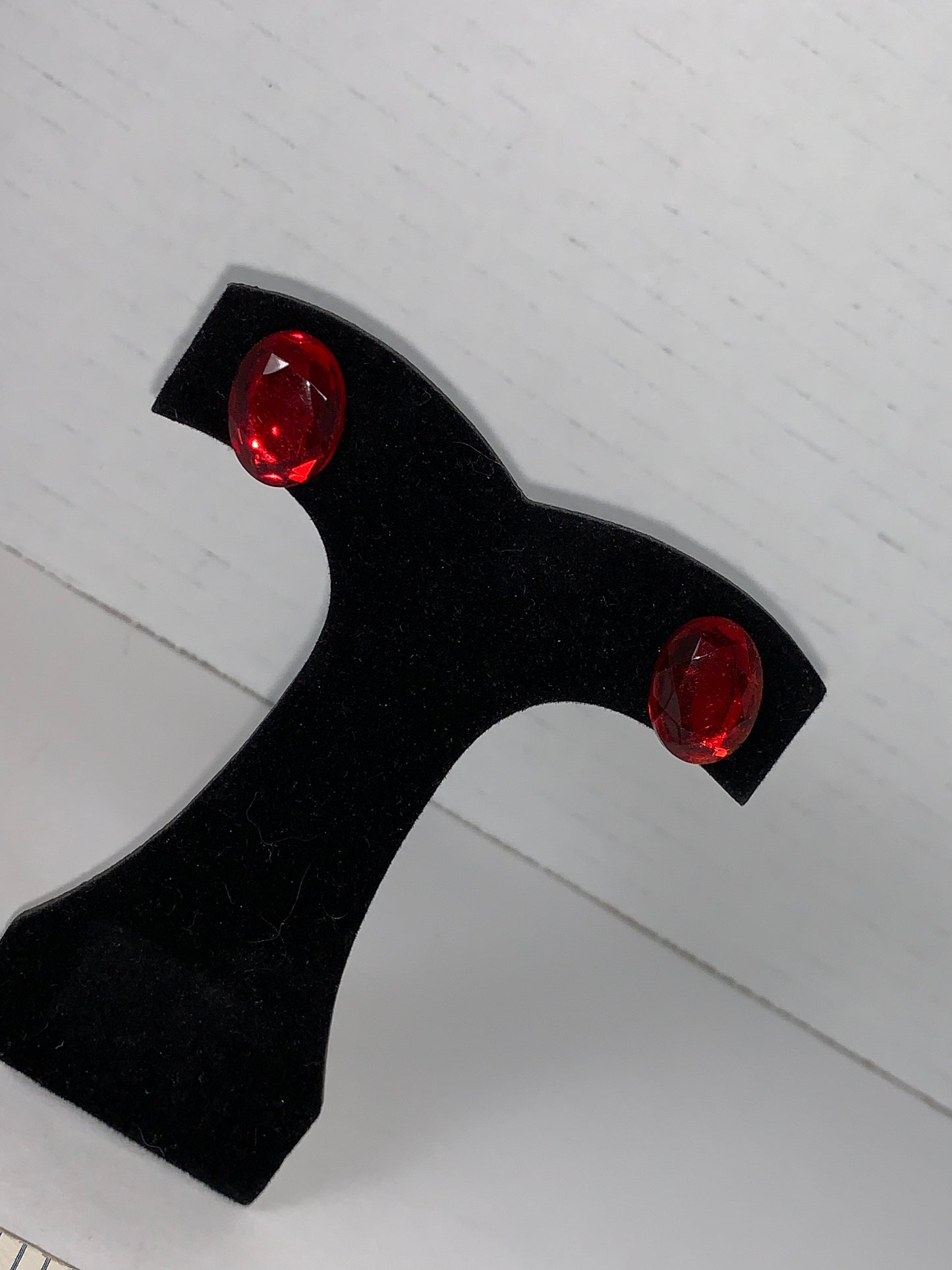 Oval Red Costume Post Earrings