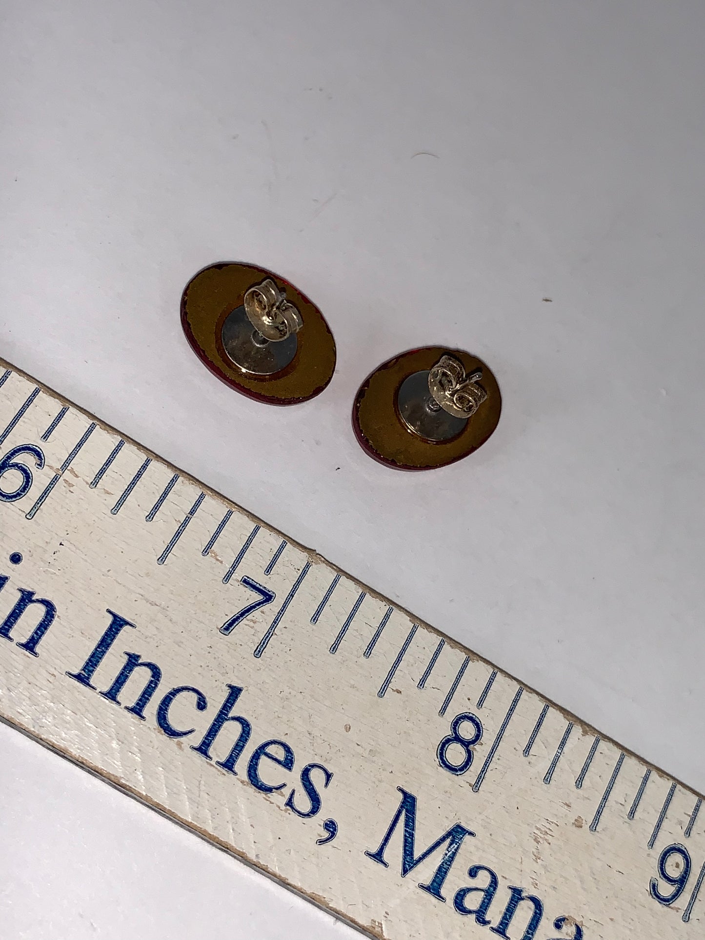 Oval Red Costume Post Earrings