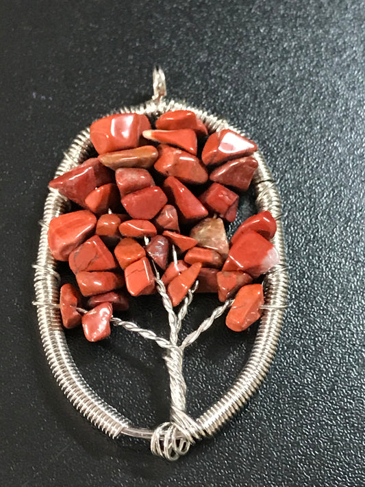2 1/8" Red Jasper Tree of Life Pendant