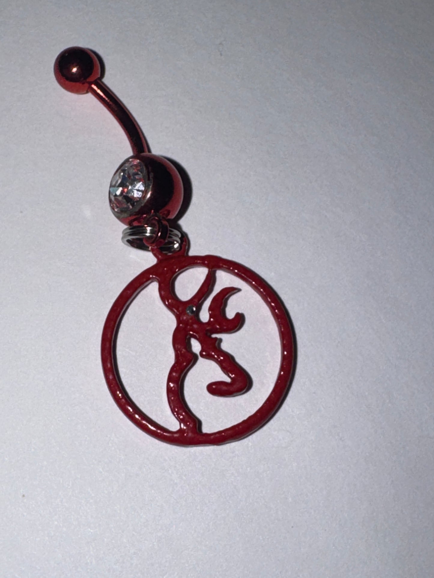 Red Titanium Browning Dangle Belly Ring
