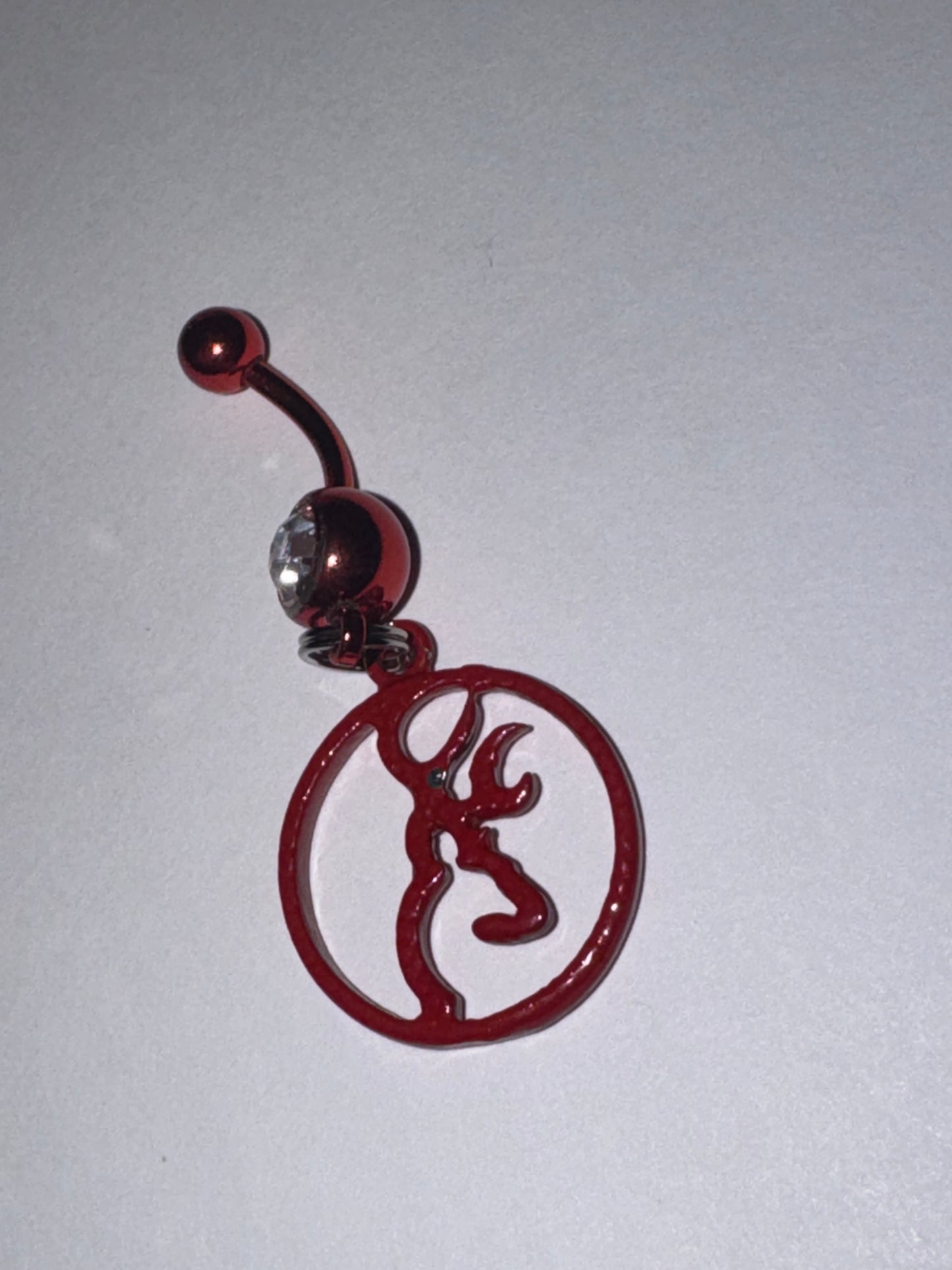 Red Titanium Browning Dangle Belly Ring