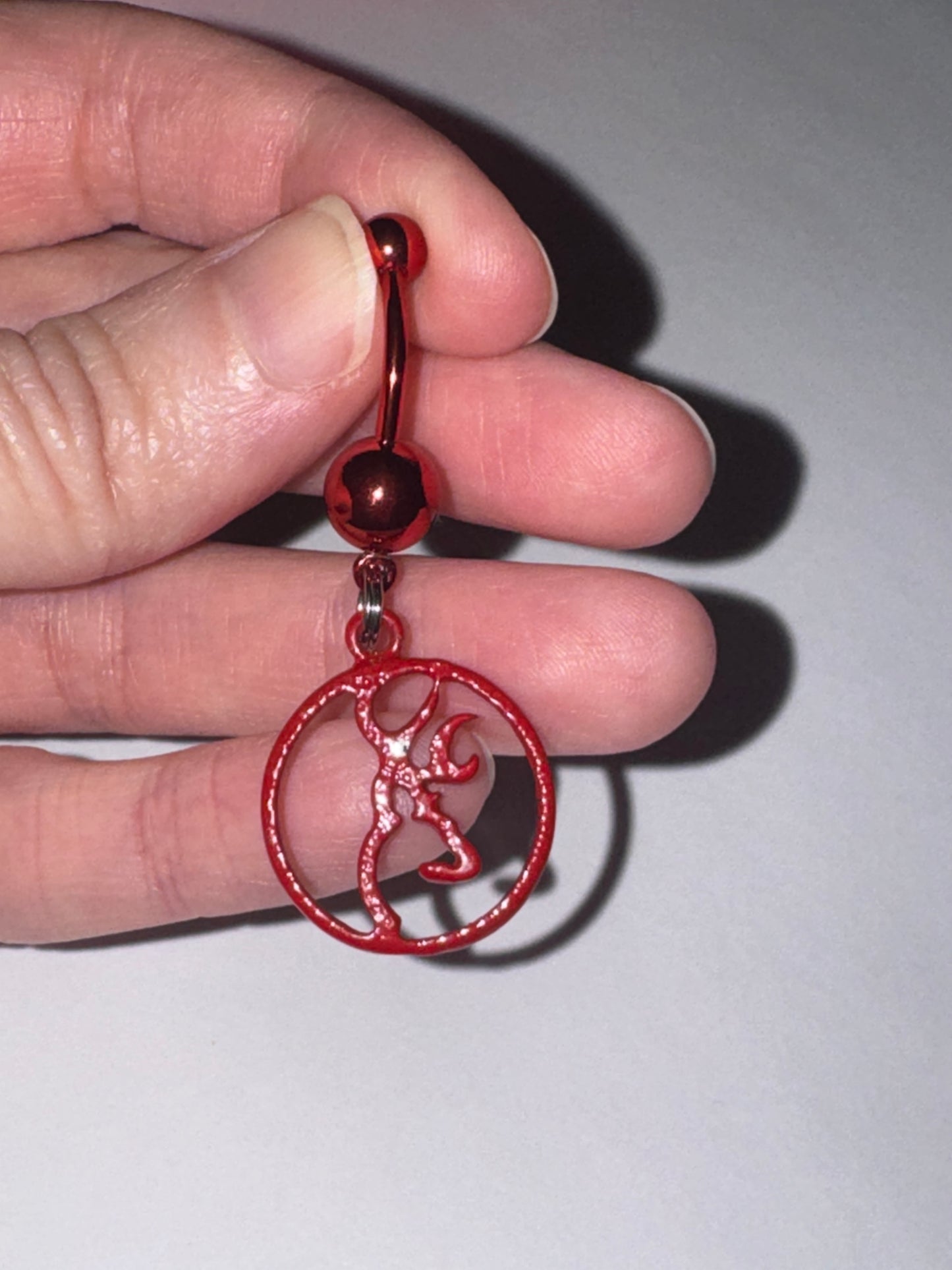 Red Titanium Browning Dangle Belly Ring