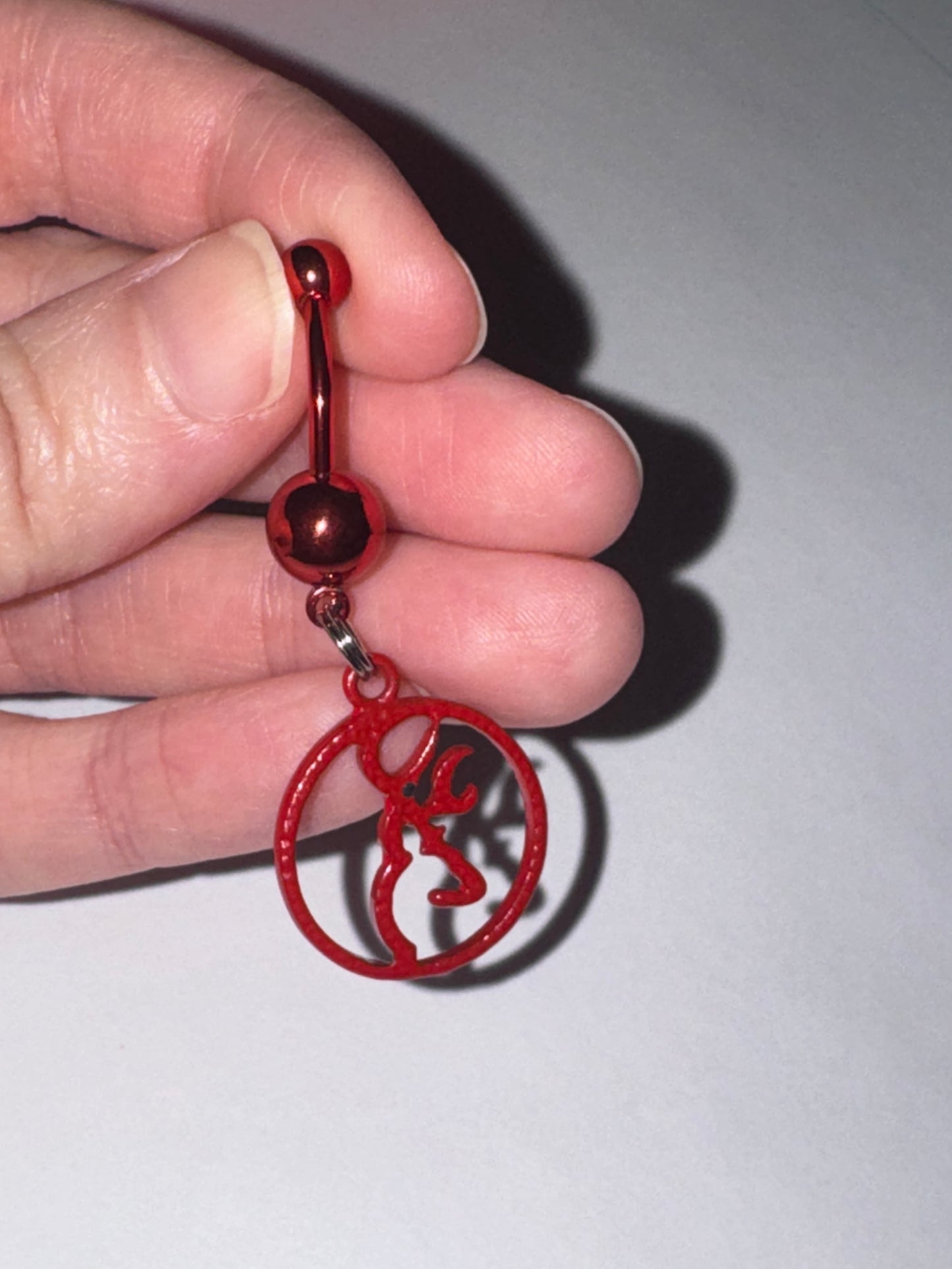 Red Titanium Browning Dangle Belly Ring