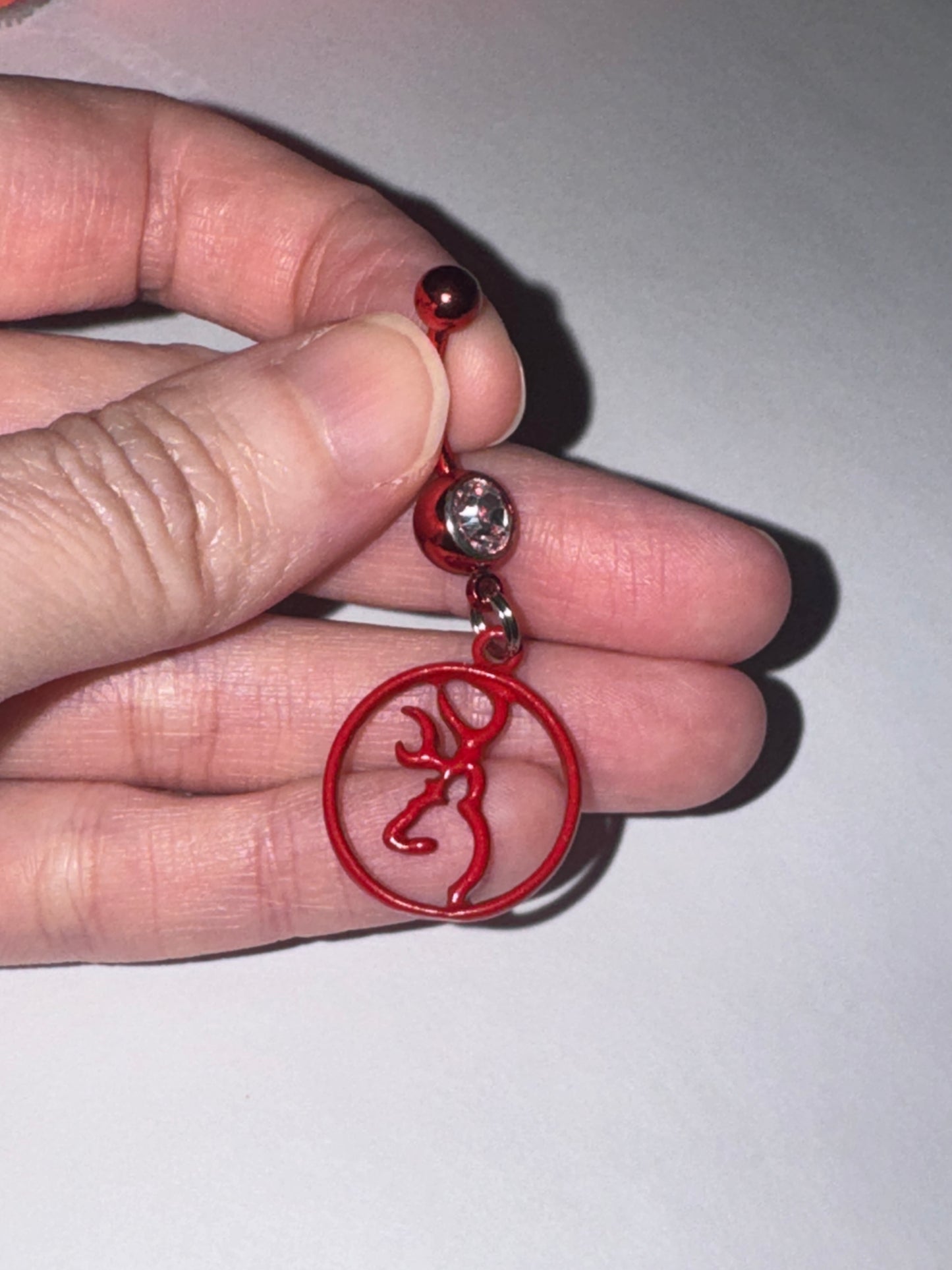 Red Titanium Browning Dangle Belly Ring