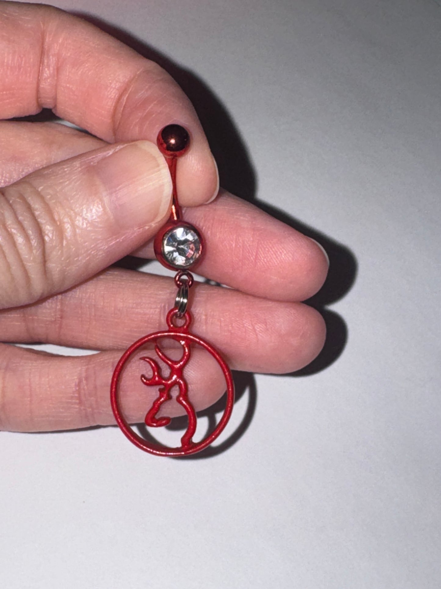 Red Titanium Browning Dangle Belly Ring
