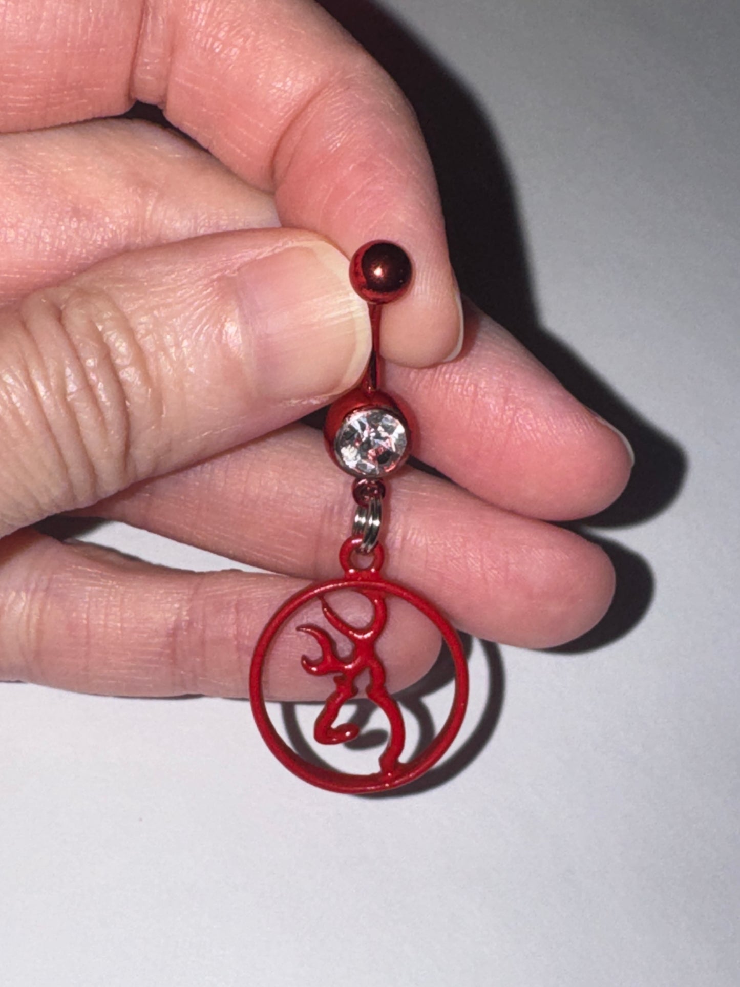 Red Titanium Browning Dangle Belly Ring