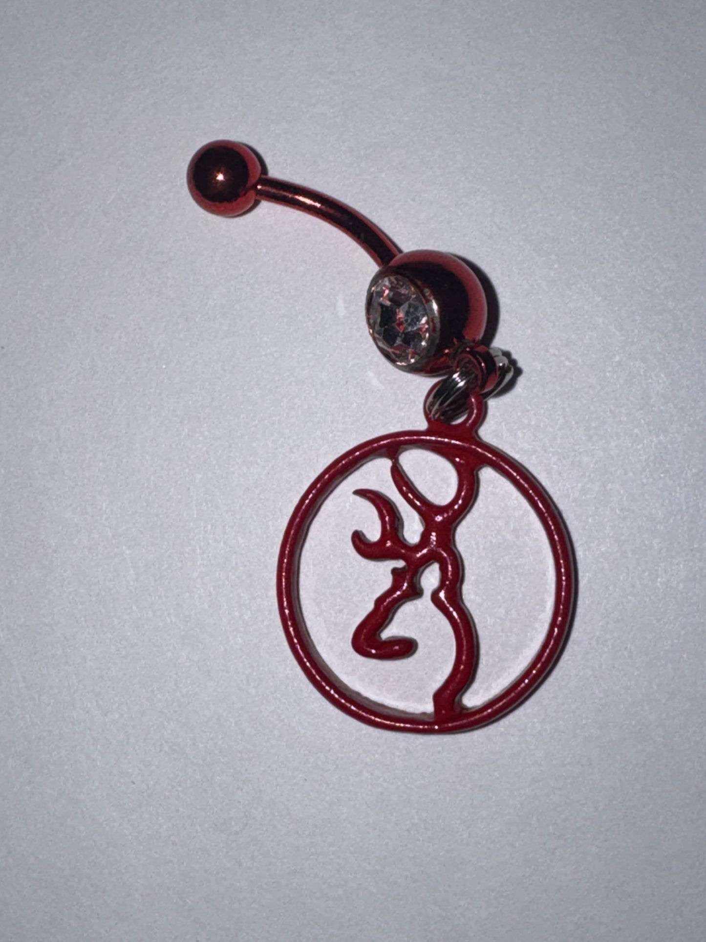 Red Titanium Browning Dangle Belly Ring
