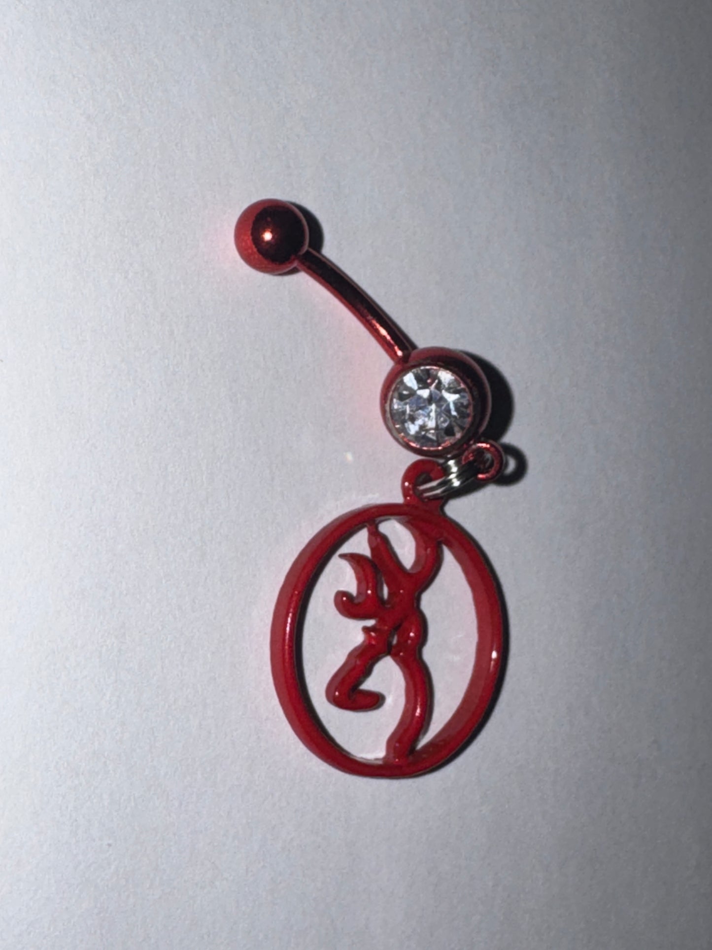 Red Titanium Browning Dangle Belly Ring