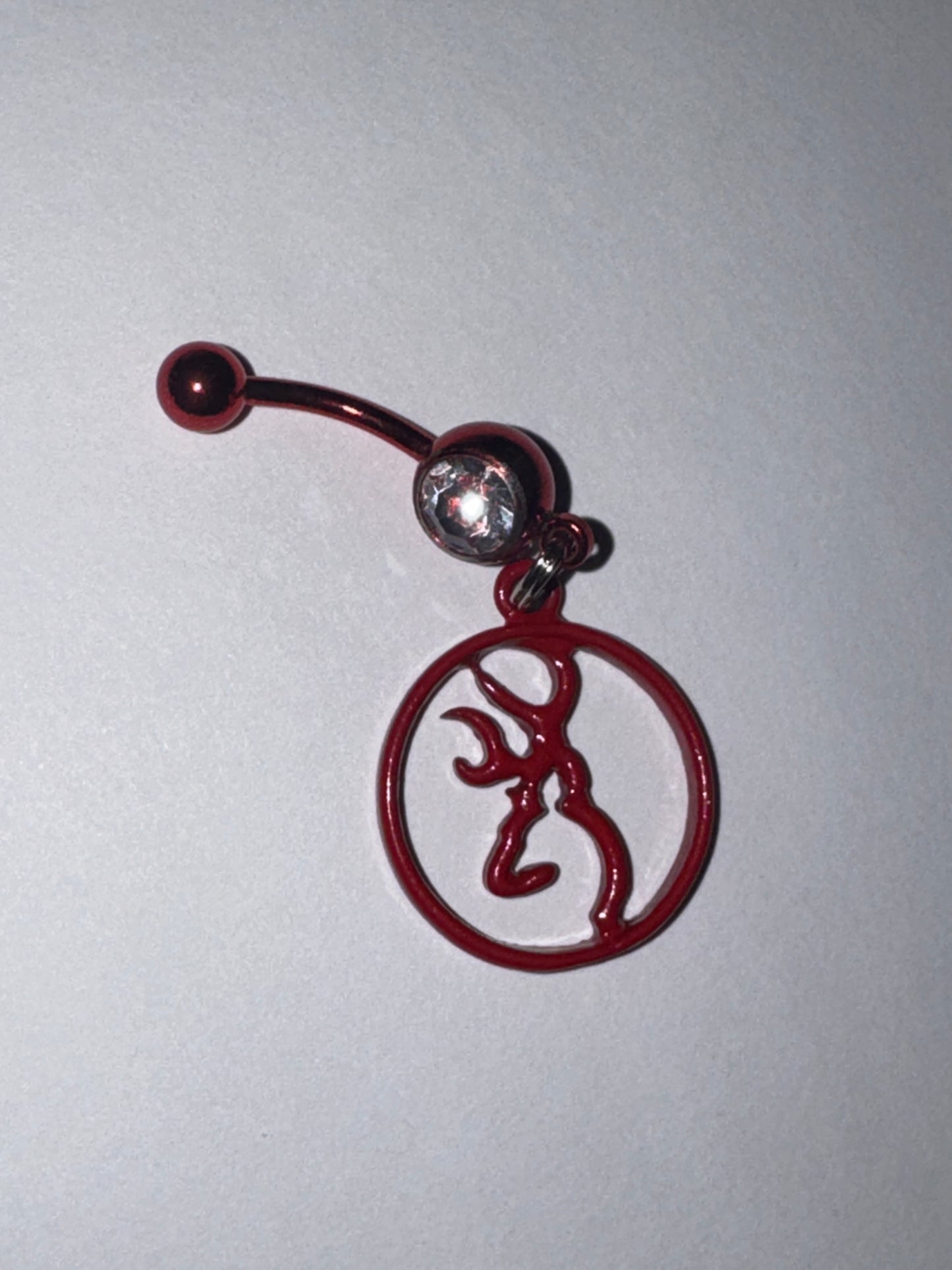 Red Titanium Browning Dangle Belly Ring
