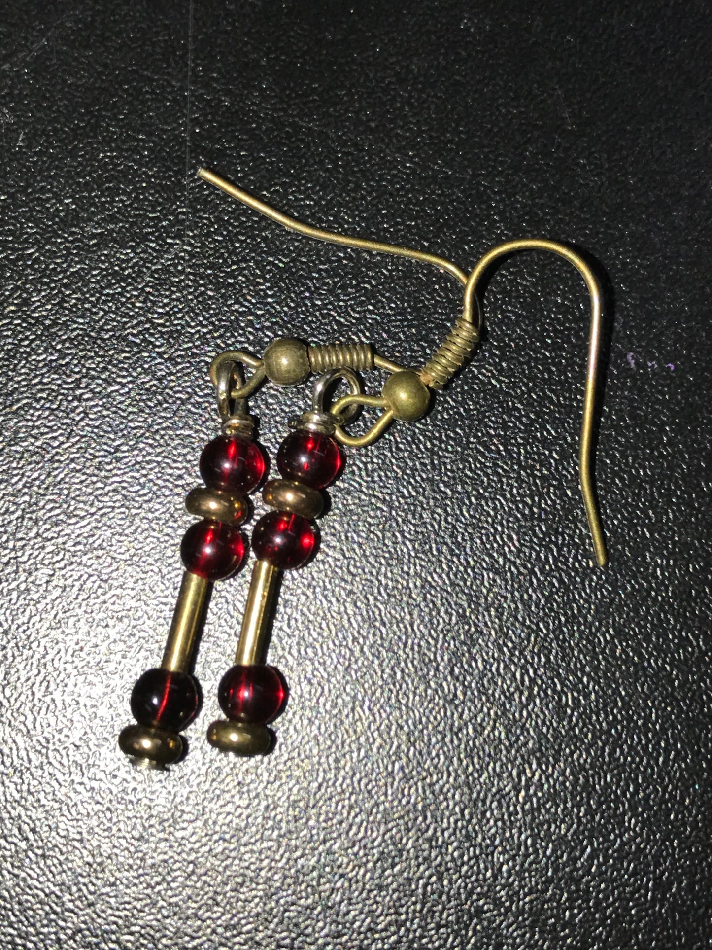 Maroon and Gold Dangle Earrings