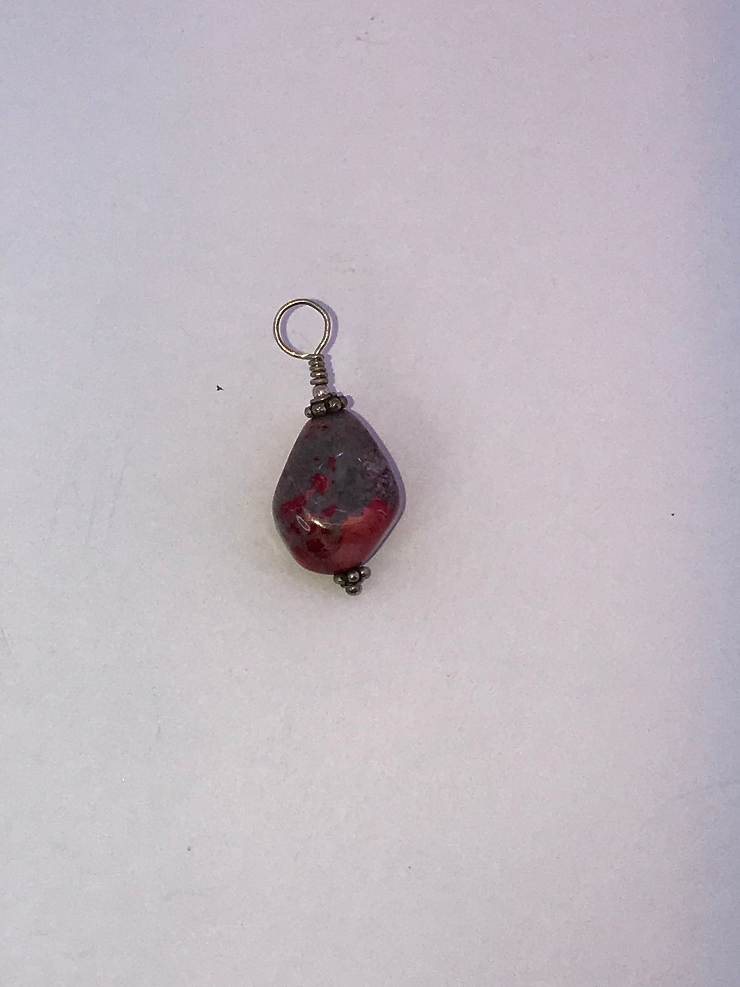Red and Grey Stone and Silver Pendant