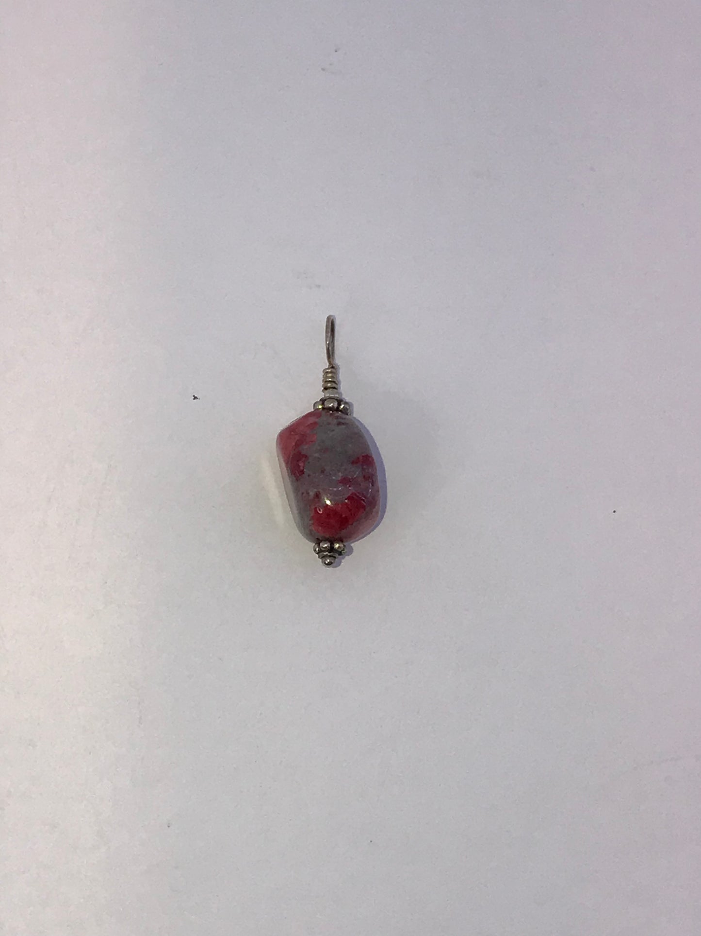 Red and Grey Stone and Silver Pendant