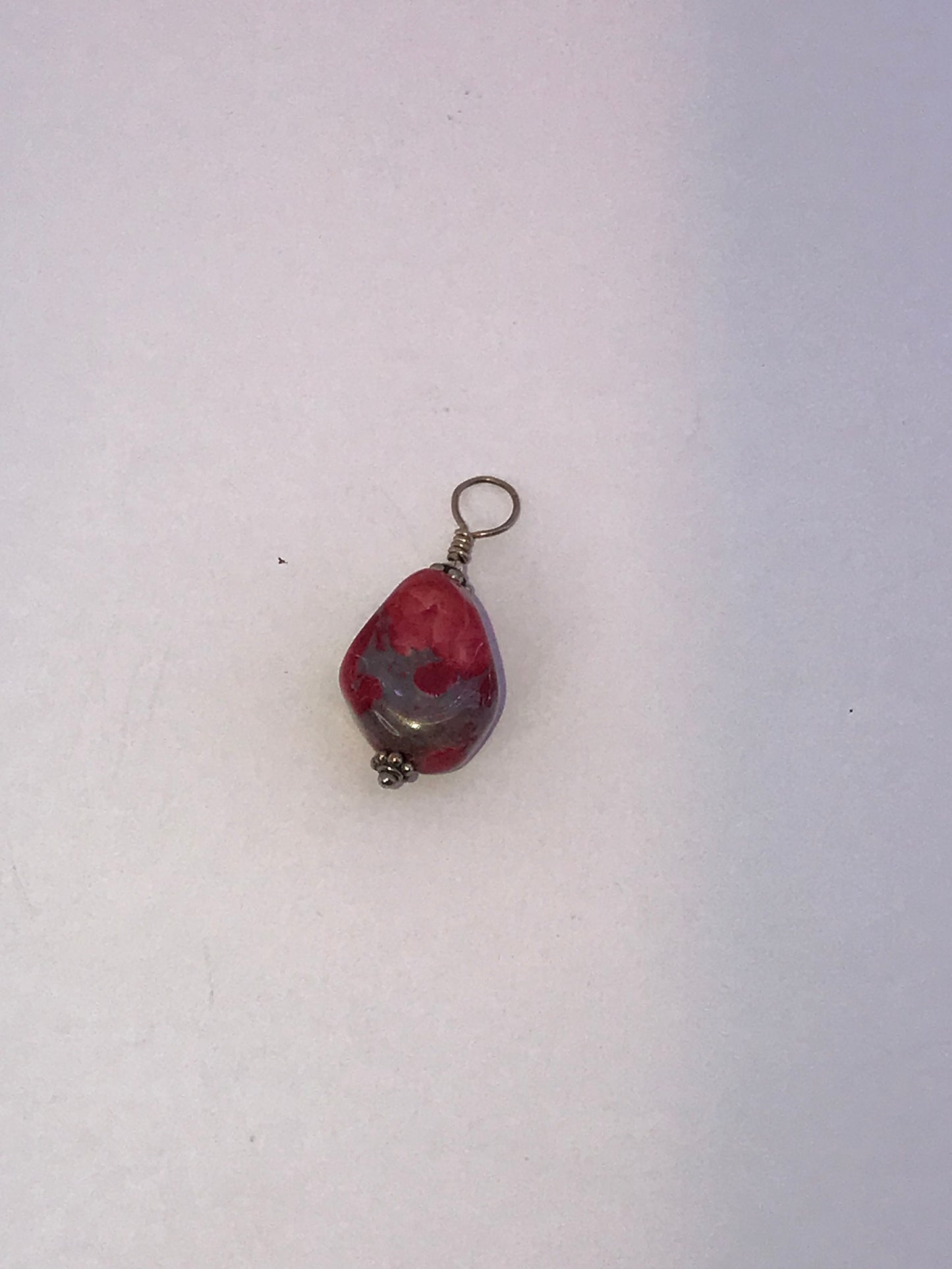 Red and Grey Stone and Silver Pendant
