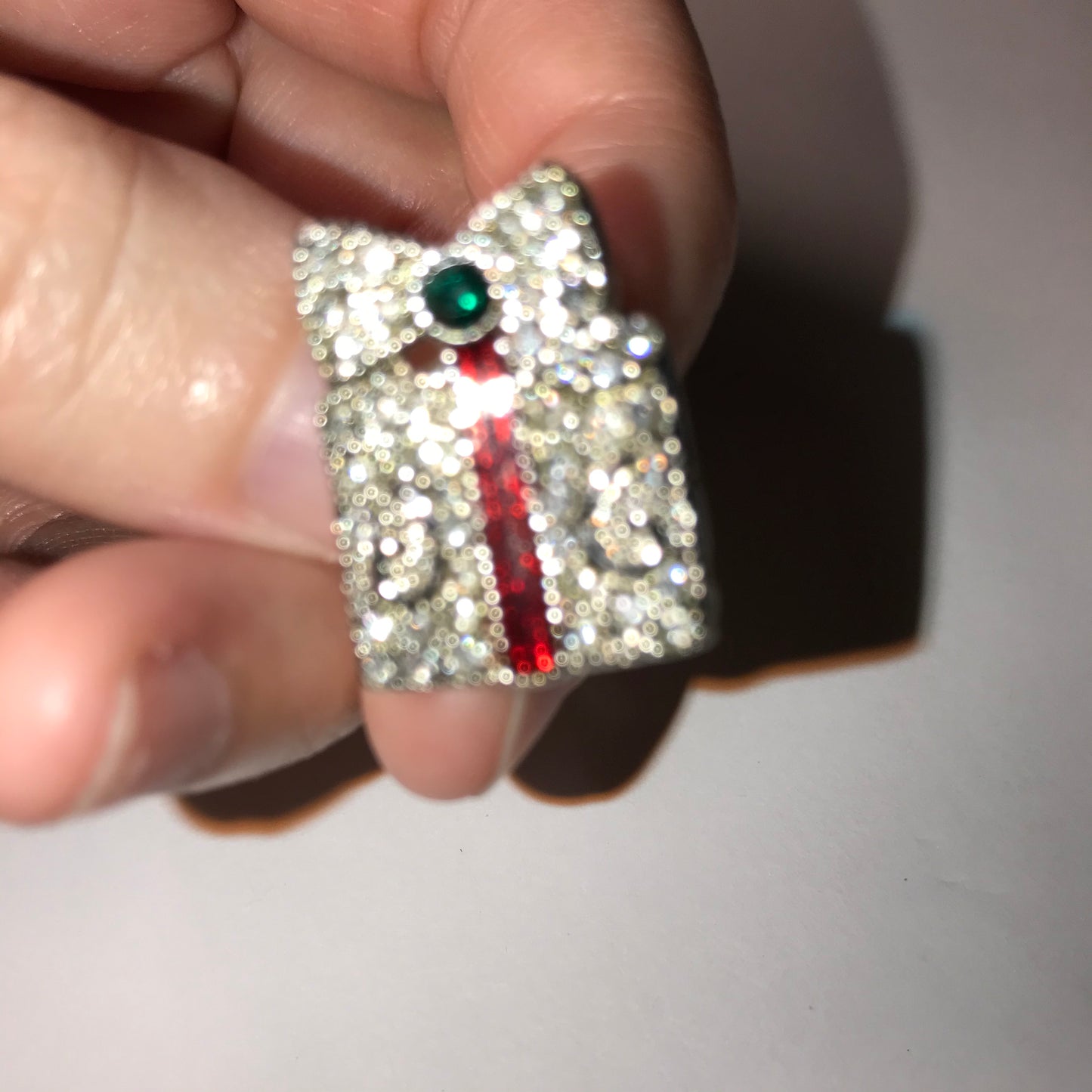 Rhinestone Christmas Gift Pin