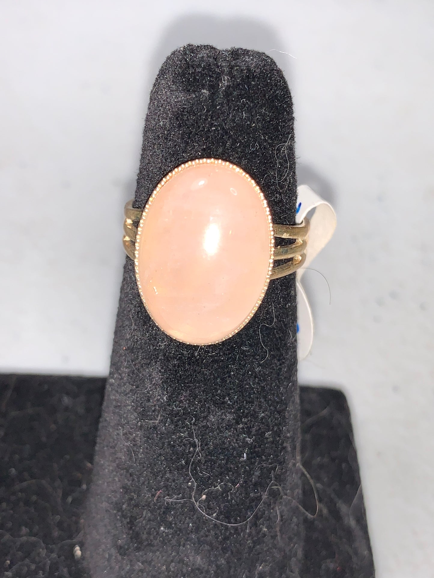 Silver Plated Rose Quartz Cab Ring, Sizeable