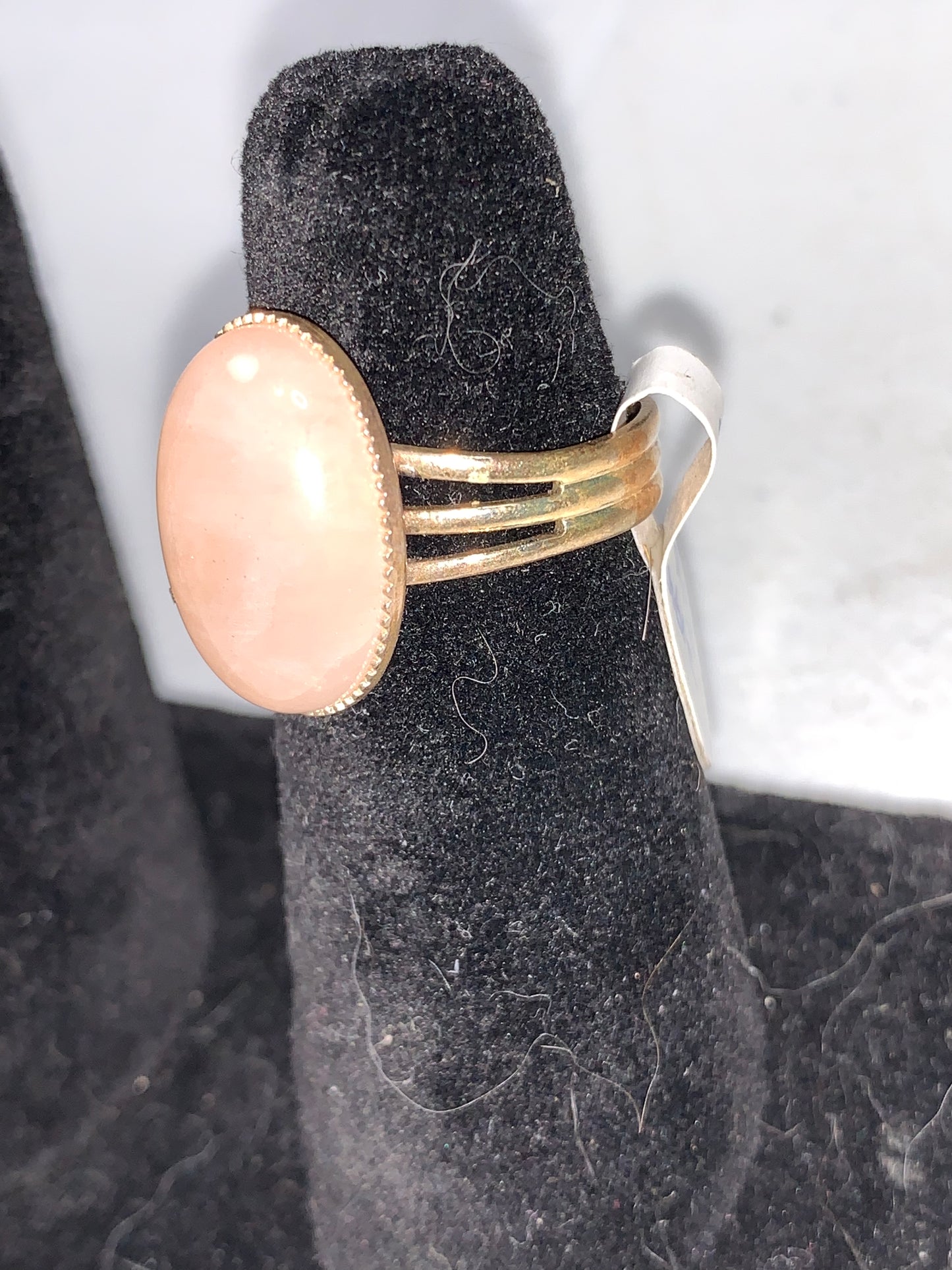 Silver Plated Rose Quartz Cab Ring, Sizeable