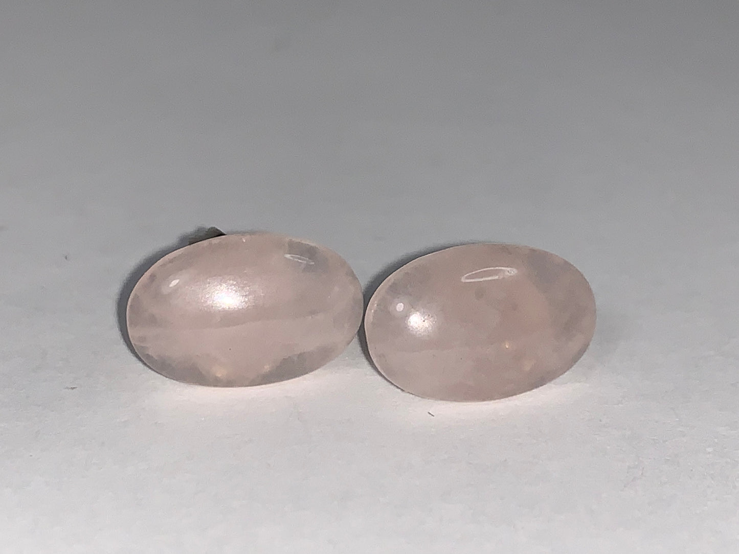 15 by 10 mm Oval Rose Quartz Post Earrings