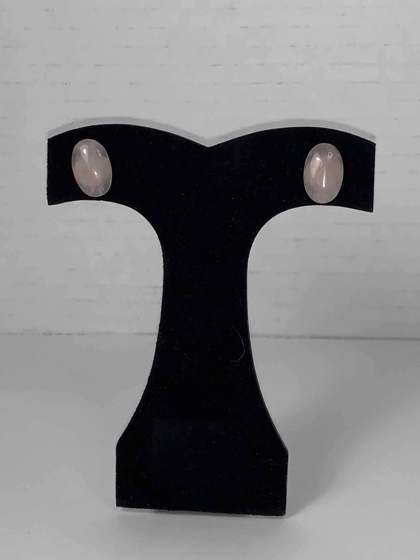 15 by 10 mm Oval Rose Quartz Post Earrings