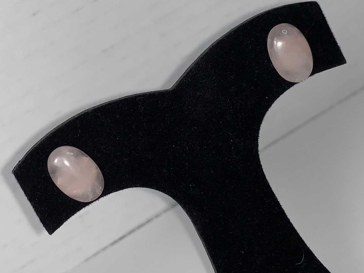 15 by 10 mm Oval Rose Quartz Post Earrings