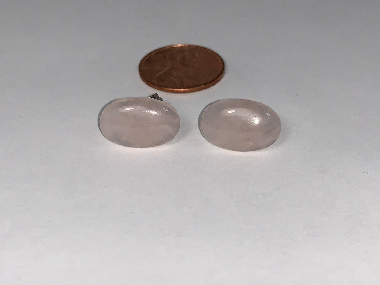 15 by 10 mm Oval Rose Quartz Post Earrings