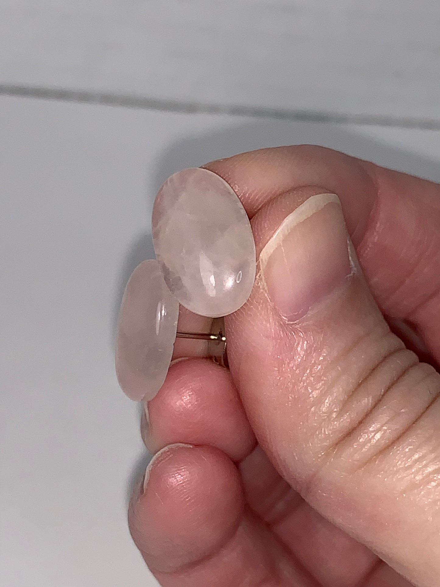15 by 10 mm Oval Rose Quartz Post Earrings
