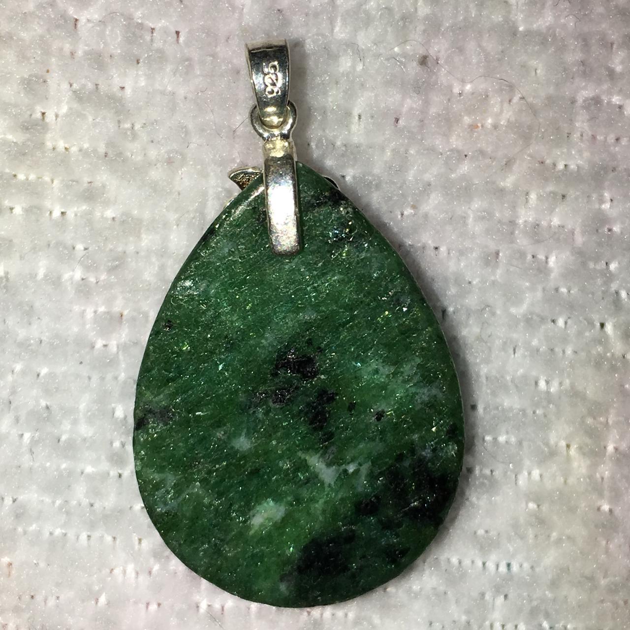 Ruby Zoisite Teardrop Pendant with Leaf Bail