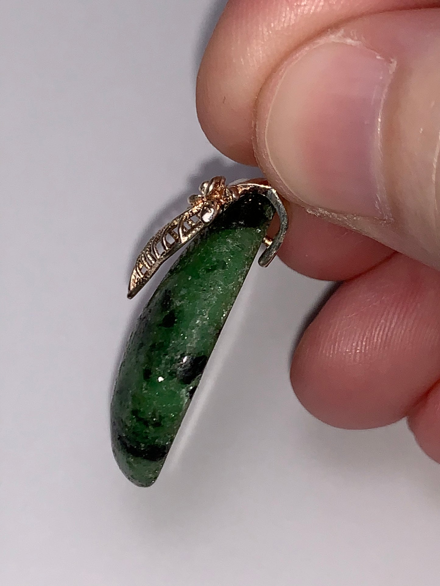 Ruby in Zoisite Pendant with Leaf Bail