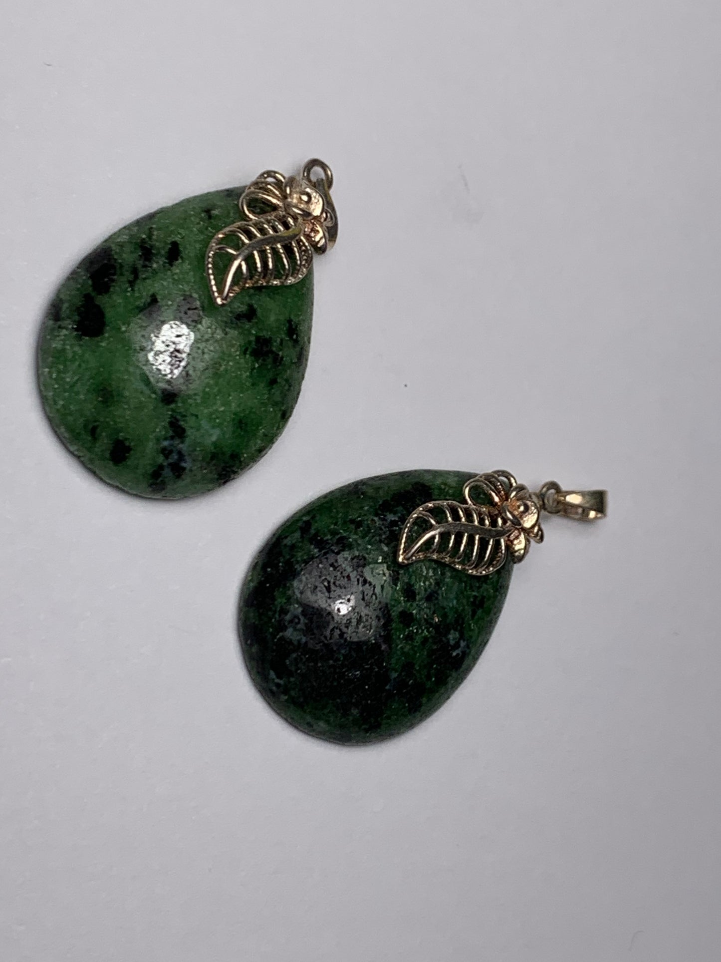 Ruby in Zoisite Pendant with Leaf Bail