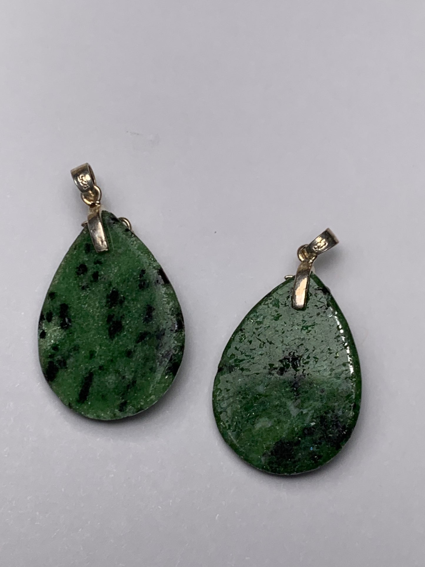 Ruby Zoisite Teardrop Pendant with Leaf Bail