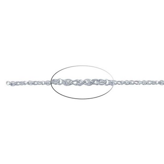 Sterling Silver 1.9mm Open Twist Foxtail Chain, By the Foot