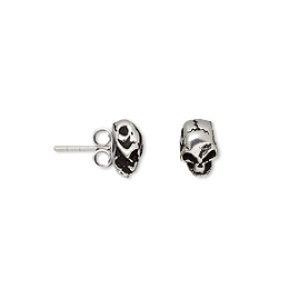 Sterling Silver Skull Post Earrings