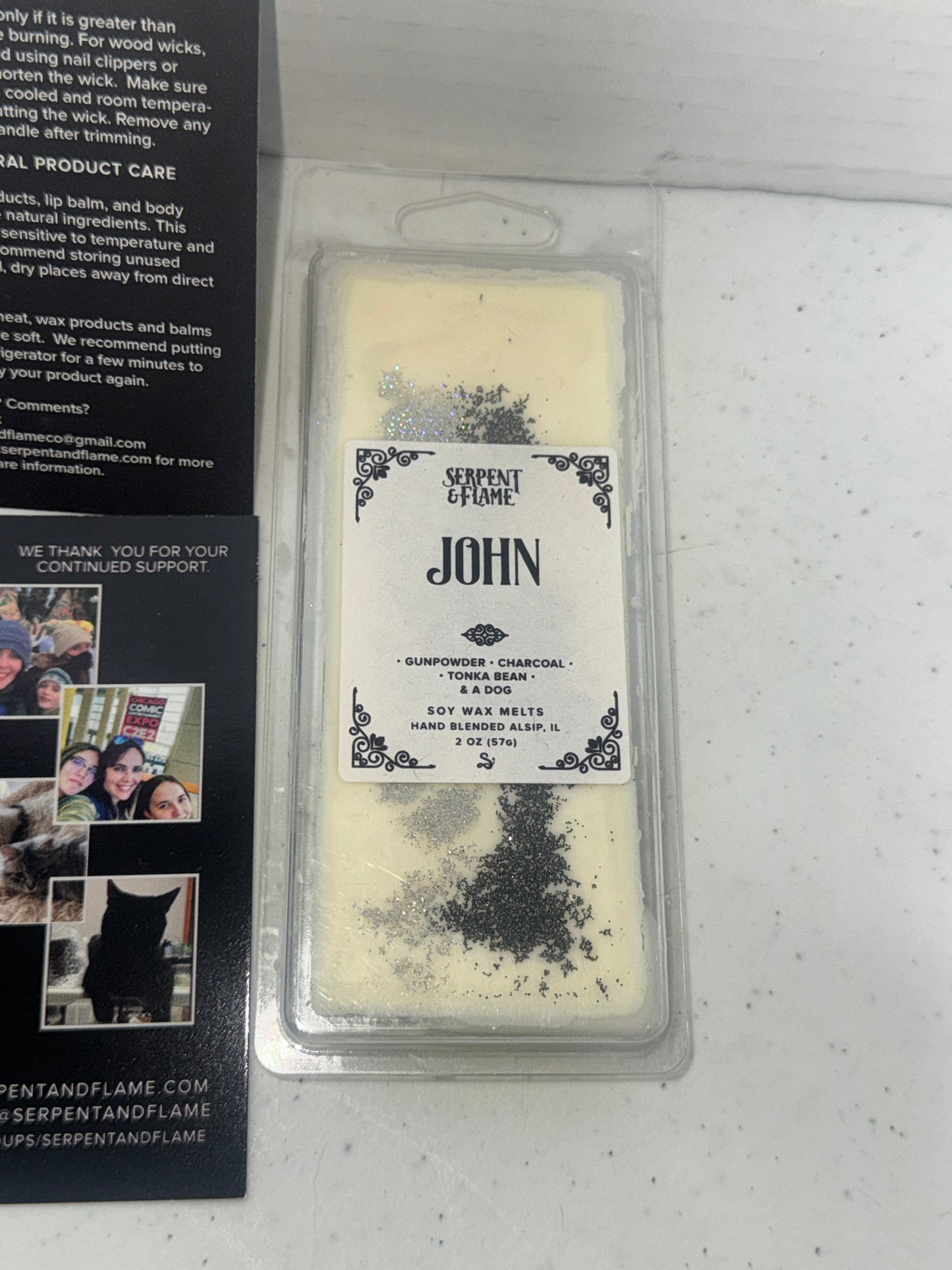 Serpent and Flame Soy Wax melt in John