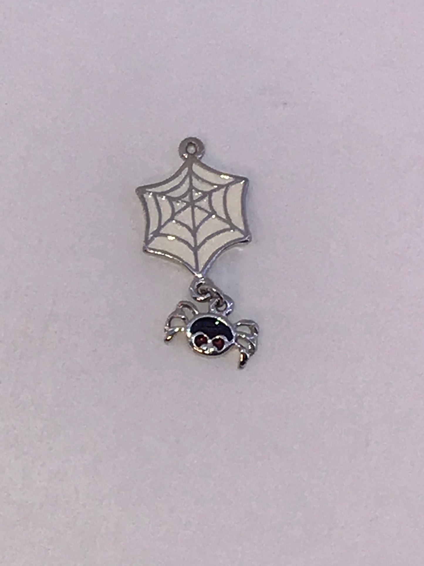 Silver Spider Web with Spider Dangle Pendant