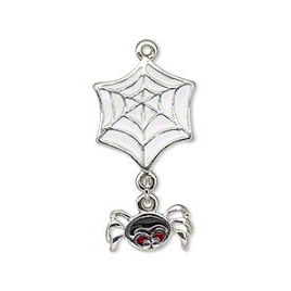 Silver Spider Web with Spider Dangle Pendant