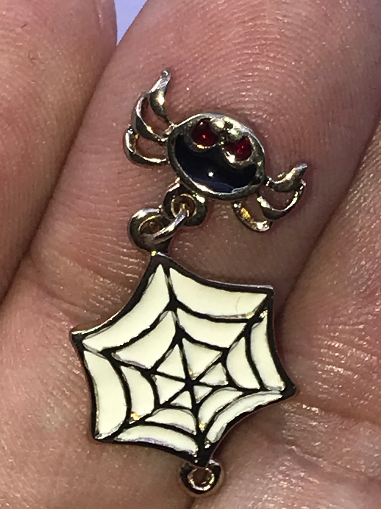 Silver Spider Web with Spider Dangle Pendant
