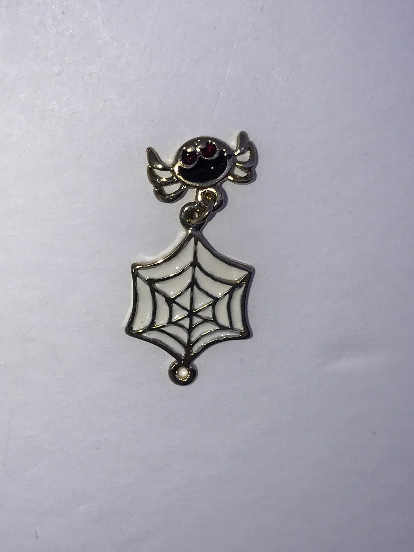 Silver Spider Web with Spider Dangle Pendant