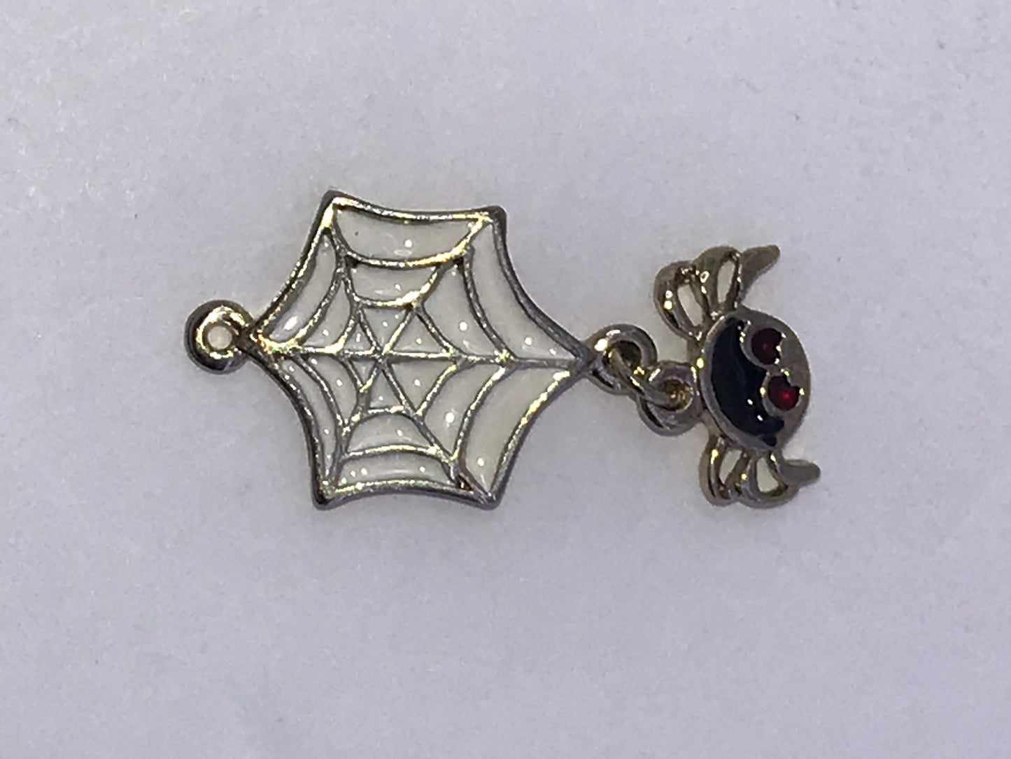 Silver Spider Web with Spider Dangle Pendant