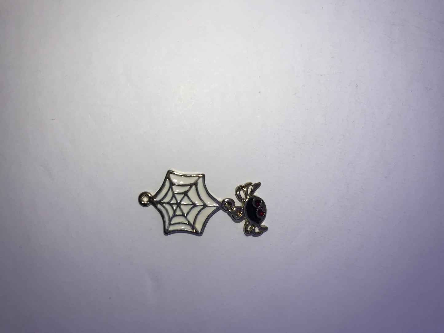 Silver Spider Web with Spider Dangle Pendant